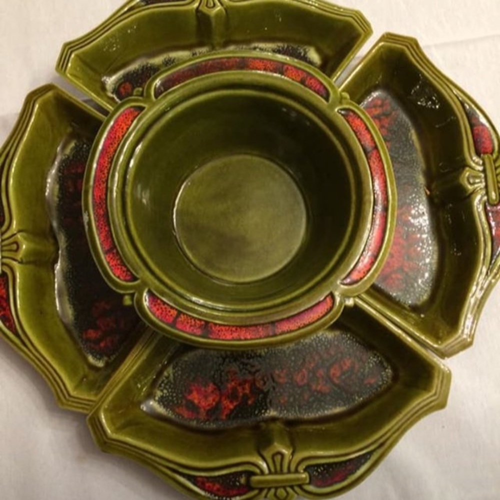 Retro 70s vintage bowl and dip serving pieces